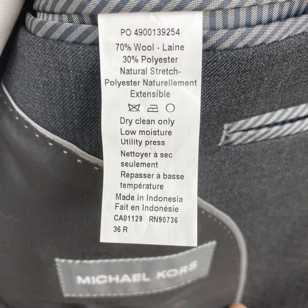Michael Kors Mens Classic fit‎ Suit Jacket Blazer 36R Grey